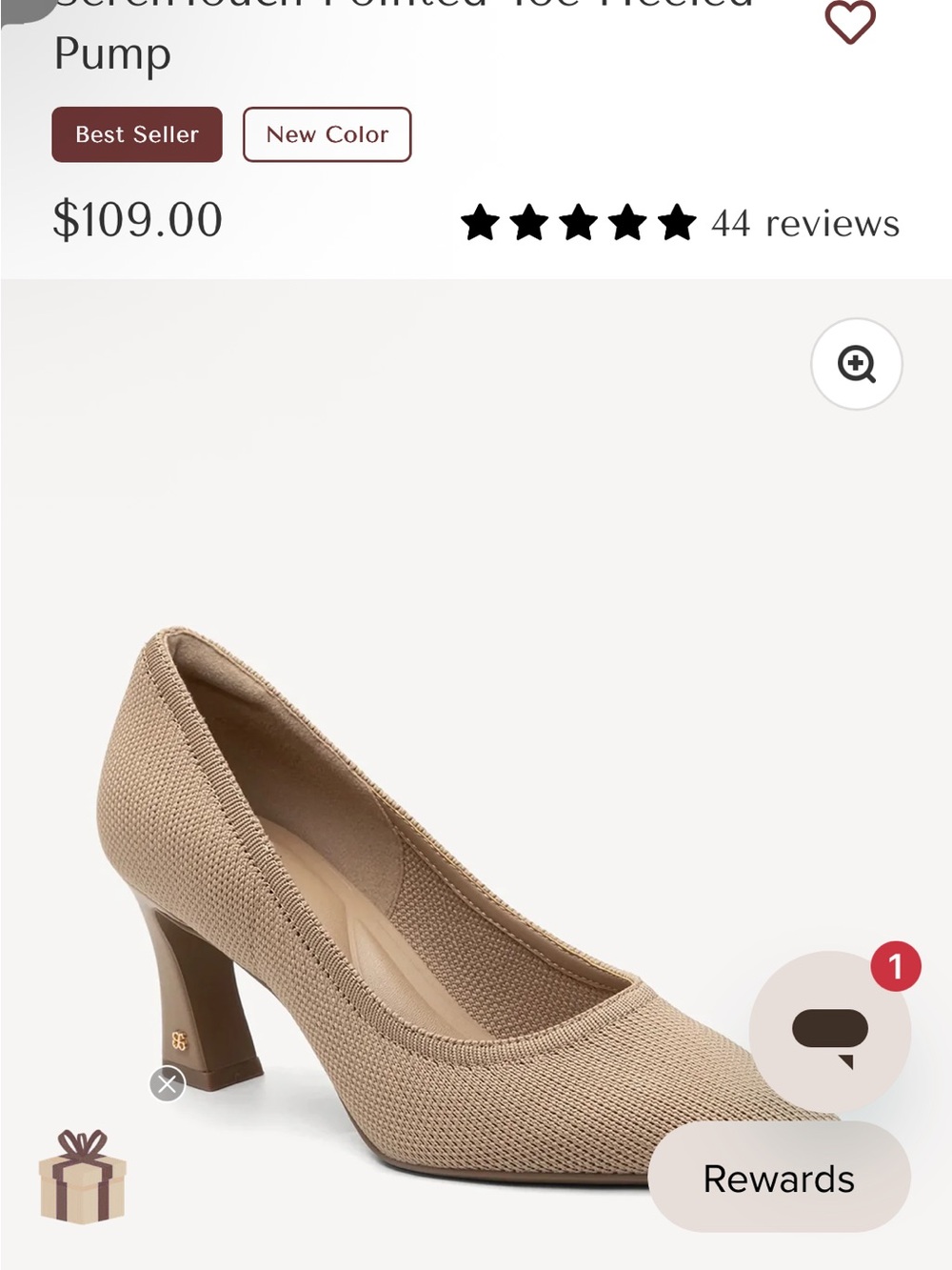 Cosy Island SerenTouch Pointed Toe Heeled Pump Beige Knit | Size 9